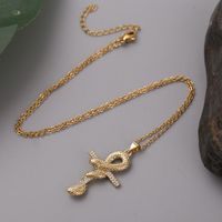 Korean Copper Inlaid Zirconium Cross Snake Necklace Wholesale Nihaojewelry main image 3