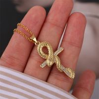 Korean Copper Inlaid Zirconium Cross Snake Necklace Wholesale Nihaojewelry main image 4