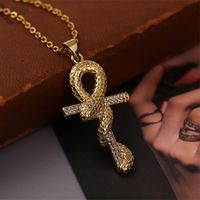 Korean Copper Inlaid Zirconium Cross Snake Necklace Wholesale Nihaojewelry main image 5