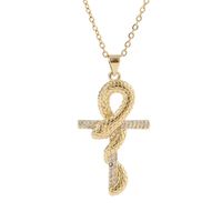 Korean Copper Inlaid Zirconium Cross Snake Necklace Wholesale Nihaojewelry main image 6
