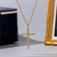 Simple Copper Inlaid Zirconium Cross Necklace Wholesale Nihaojewelry main image 1