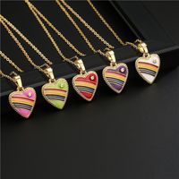 18k Fashion Rainbow Color Dripping Heart Inlaid Zircon Copper Necklace Wholesale Nihaojewelry main image 1