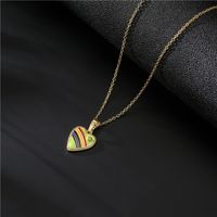 18k Fashion Rainbow Color Dripping Heart Inlaid Zircon Copper Necklace Wholesale Nihaojewelry main image 3