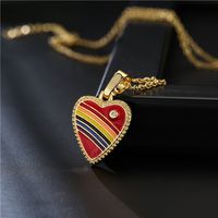 18k Fashion Rainbow Color Dripping Heart Inlaid Zircon Copper Necklace Wholesale Nihaojewelry main image 4