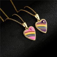 18k Fashion Rainbow Color Dripping Heart Inlaid Zircon Copper Necklace Wholesale Nihaojewelry main image 5