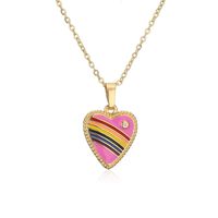 18k Fashion Rainbow Color Dripping Heart Inlaid Zircon Copper Necklace Wholesale Nihaojewelry main image 6