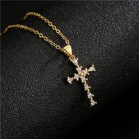 18k Vintage Inlaid Color Zirconium Cross Copper Necklace Wholesale Nihaojewelry main image 5