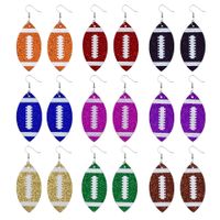 Creative Rugby Sequin Glitter Color Leather Earrings Wholesale Nihaojewelry main image 1