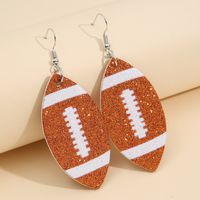 Creative Rugby Sequin Glitter Color Leather Earrings Wholesale Nihaojewelry main image 2