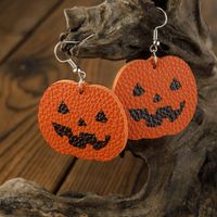 Cross-border Independent Station Halloween Earrings Personality Pumpkin Ghost Hat Leather Earrings Halloween Ornaments main image 4