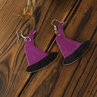 Cross-border Independent Station Halloween Earrings Personality Pumpkin Ghost Hat Leather Earrings Halloween Ornaments main image 3