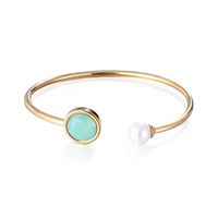 European And American New Foreign Trade Simple Green Glass Crystal Open Pearl Bracelet Women's Accessories Supply Wholesale main image 2