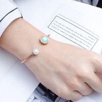 Europäischer Und Amerikanischer Neuer Außenhandel Einfacher Grüner Glas Kristall Offener Perlen Armband Damen Accessoires Großhandel main image 5