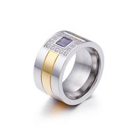 Simple Stainless Steel Micro-inlaid Zircon Multi-color Ring Wholesale Nihaojewelry main image 5