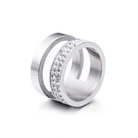 New Simple Hollow Double-layer Zircon-studded Stainless Steel Ring Wholesale Nihaojewelry main image 1