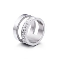 New Simple Hollow Double-layer Zircon-studded Stainless Steel Ring Wholesale Nihaojewelry main image 2