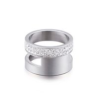 New Simple Hollow Double-layer Zircon-studded Stainless Steel Ring Wholesale Nihaojewelry main image 3