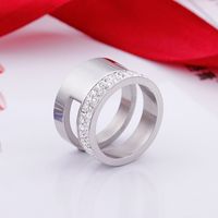 New Simple Hollow Double-layer Zircon-studded Stainless Steel Ring Wholesale Nihaojewelry main image 5