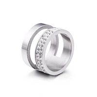 New Simple Hollow Double-layer Zircon-studded Stainless Steel Ring Wholesale Nihaojewelry main image 6