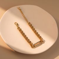 Thick Flat Chain Diamond Bracelet Wholesale Nihaojewelry main image 4