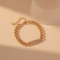 Thick Flat Chain Diamond Bracelet Wholesale Nihaojewelry main image 5