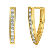 European And American Ins Plated 18k Real Gold Thick Type V-shaped Ear Clip Women's New Diamond-embedded Hao Elegant Zircon All-match Earrings Wholesale main image 1