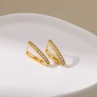 European And American Ins Plated 18k Real Gold Thick Type V-shaped Ear Clip Women's New Diamond-embedded Hao Elegant Zircon All-match Earrings Wholesale main image 4