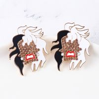 Black And White Hair Halloween Ghost Tassel Long Diamond Earrings Wholesale Jewelry Nihaojewelry main image 4