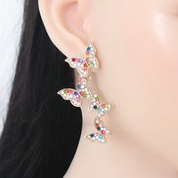 Korean Style Diamond Butterfly Earrings Wholesale Jewelry Nihaojewelry main image 5