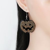55631 Europe And America Creative Pumpkin Acrylic Plate Funny Earrings Halloween Ghost Tassel Long Rhinestone-encrusted Earrings main image 4