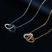 Mode Doppelter Herzförmiger Diamant-edelstahl-halsketten-ohrring-set Großhandel Nihaojewelry main image 3