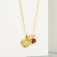 18k Fashion Mom Letter Hollow Heart Inlaid Zircon Copper Necklace Wholesale Nihaojewelry main image 1