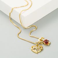 18k Fashion Mom Letter Hollow Heart Inlaid Zircon Copper Necklace Wholesale Nihaojewelry main image 4