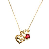 18k Fashion Mom Letter Hollow Heart Inlaid Zircon Copper Necklace Wholesale Nihaojewelry main image 6