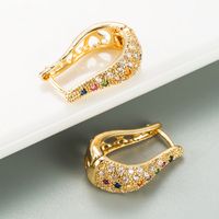 European And American Fashion Instagram Mesh Red Creative U-shaped Hollow Copper-plated Gold Earrings Studded With Zircon Female Trend Ornament Wholesale main image 3