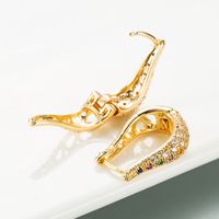 European And American Fashion Instagram Mesh Red Creative U-shaped Hollow Copper-plated Gold Earrings Studded With Zircon Female Trend Ornament Wholesale main image 5