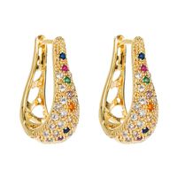 European And American Fashion Instagram Mesh Red Creative U-shaped Hollow Copper-plated Gold Earrings Studded With Zircon Female Trend Ornament Wholesale main image 6