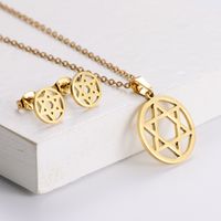 Creative Six-pointed Star Pendant Stainless Steel Earrings Necklace Set Wholesale Nihaojewelry main image 1