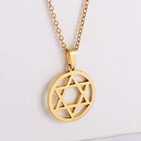 Creative Six-pointed Star Pendant Stainless Steel Earrings Necklace Set Wholesale Nihaojewelry main image 4