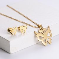 Simple Hollow Butterfly Clavicle Chain Earrings Set Wholesale Nihaojewelry main image 6