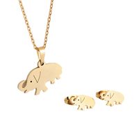Titanium Steel Plating 18k Gold Elephant Pendant Necklace Earrings Set Wholesale Nihaojewelry main image 6