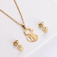 New Trend Cut And Polished Cat Pendant Necklace Earrings Set Wholesale Nihaojewelry main image 1