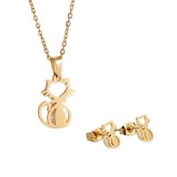 New Trend Cut And Polished Cat Pendant Necklace Earrings Set Wholesale Nihaojewelry main image 6