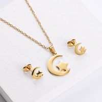 Simple Moon Star Clavicle Chain Earrings Set Wholesale Nihaojewelry main image 4