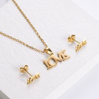 Simple Letters Clavicle Chain Earrings Set Wholesale Nihaojewelry main image 4
