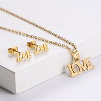 Simple Letters Clavicle Chain Earrings Set Wholesale Nihaojewelry main image 6
