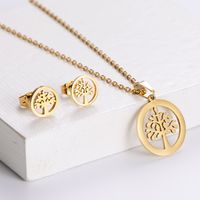 Aml Set Of Ornaments Titanium Steel 316 Material Pendant Hollow Lucky Tree Earrings Simple Sweet Women 's Exquisite Jewelry main image 1