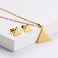 Titanium Steel Electroplating 18k Gold Triangle Glossy Pendant Jewelry Set Wholesale Nihaojewelry main image 5