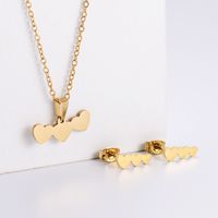 Fashion Stainless Steel Small Glossy Heart Necklace Earrings Set Wholesale Nihaojewelry main image 1