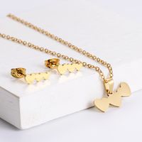 Fashion Stainless Steel Small Glossy Heart Necklace Earrings Set Wholesale Nihaojewelry main image 5